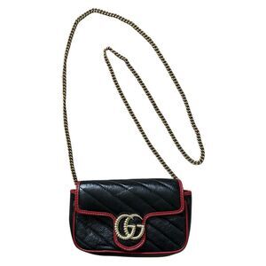 Authentic Gucci GG Marmont Flap Bag Diagonal Quilted Leather Super Mini Back